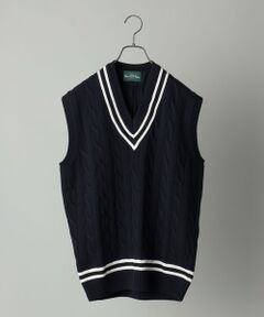 SHIPS / シップス ベスト | ALAN PAINE:7ゲージ クリケット ケーブル Vネック ニットベスト