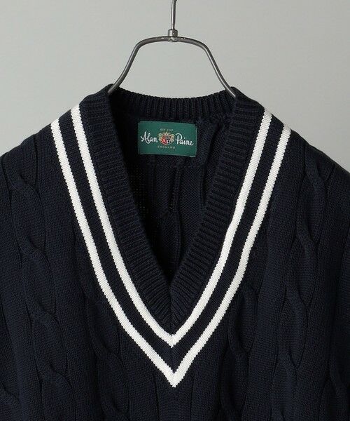 SHIPS / シップス ベスト | ALAN PAINE:7ゲージ クリケット ケーブル Vネック ニットベスト | 詳細5