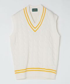 SHIPS / シップス ベスト | ALANPAINE: 7ゲージ ケーブル編み コットン クリケット ニット ベスト