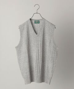 SHIPS / シップス ベスト | ALAN PAINE: 12ゲージ ジーロンラム ケーブル編み Vネック ニットベスト