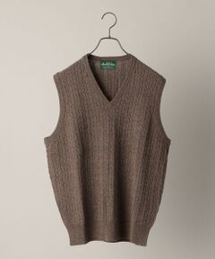 SHIPS / シップス ベスト | ALAN PAINE: 12ゲージ ジーロンラム ケーブル編み Vネック ニットベスト