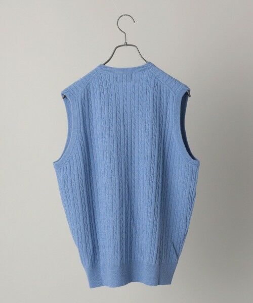 SHIPS / シップス ベスト | ALAN PAINE: 12ゲージ ジーロンラム ケーブル編み Vネック ニットベスト | 詳細3