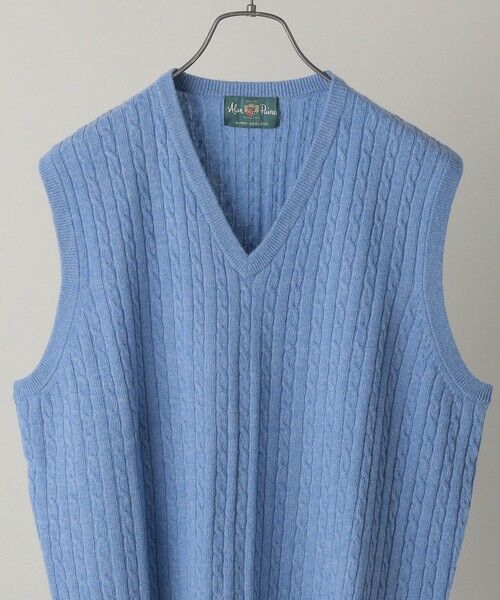 SHIPS / シップス ベスト | ALAN PAINE: 12ゲージ ジーロンラム ケーブル編み Vネック ニットベスト | 詳細4