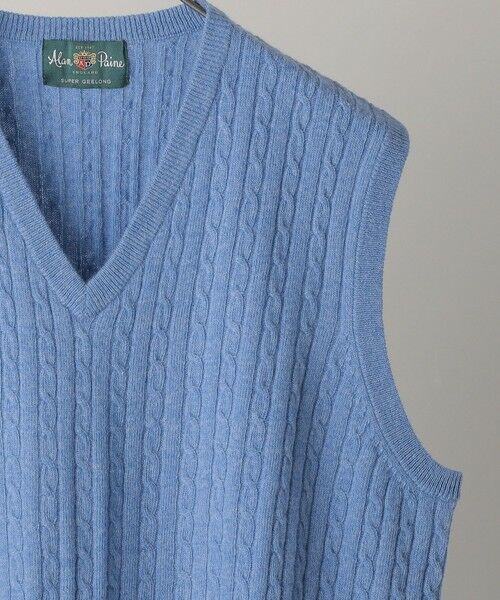 SHIPS / シップス ベスト | ALAN PAINE: 12ゲージ ジーロンラム ケーブル編み Vネック ニットベスト | 詳細5
