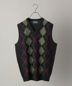 SHIPS / シップス ベスト | ALAN PAINE: 7ゲージ アーガイル Vネック ニットベスト