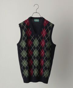 SHIPS / シップス ベスト | ALAN PAINE: 7ゲージ アーガイル Vネック ニットベスト