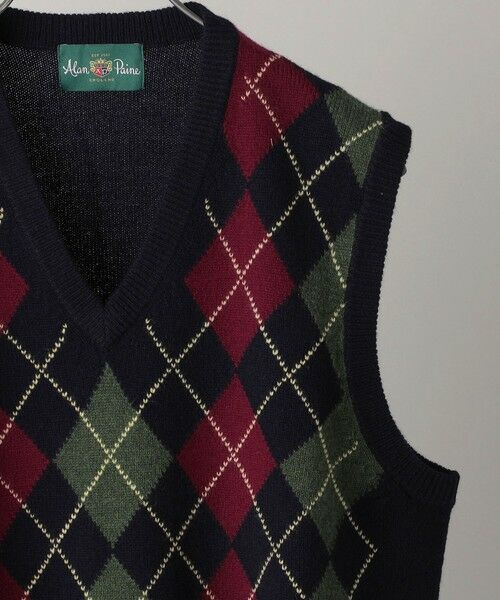 SHIPS / シップス ベスト | ALAN PAINE: 7ゲージ アーガイル Vネック ニットベスト | 詳細4