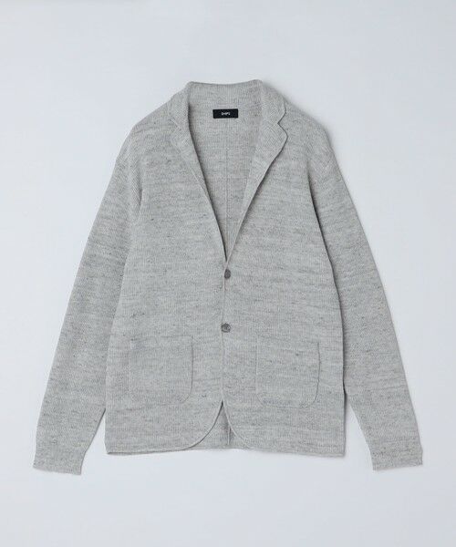 SHIPS / シップス ナイロンジャケット | SHIPS: 14ゲージ リネン ニット 2ボタン ジャケット(グレー)