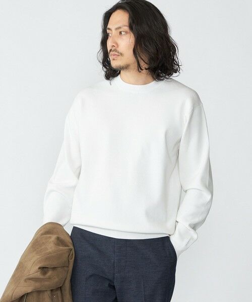 SHIPS / シップス ニット・セーター | 【WEB限定】SHIPS:〈ネックが選べる/手洗い可能〉テレワーク ビズ ワンポイント ロゴ ニット(オフホワイト)