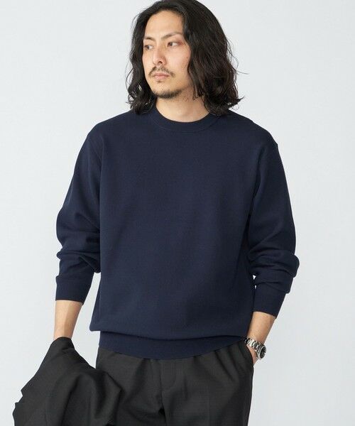 SHIPS / シップス ニット・セーター | 【WEB限定】SHIPS:〈ネックが選べる/手洗い可能〉テレワーク ビズ ワンポイント ロゴ ニット(ネイビー)