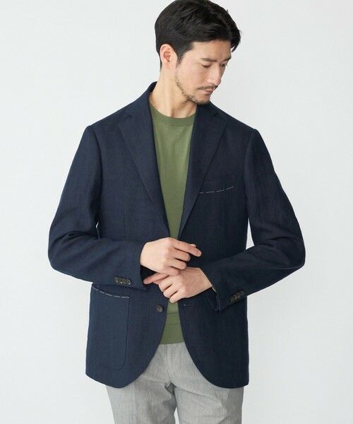 SHIPS / シップス テーラードジャケット | SHIPS: リネン ソリッド シャツ ジャケット(ネイビー)