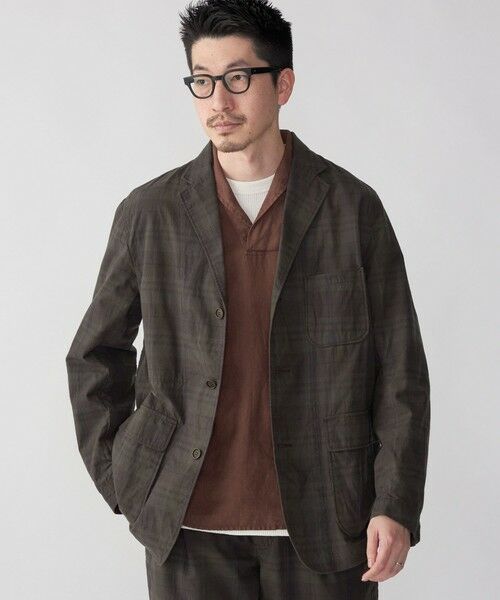 SHIPS / シップス テーラードジャケット | SHIPS: 〈セットアップ対応〉ダークトーン チェック コットン シャツ ジャケット(オリーブ)