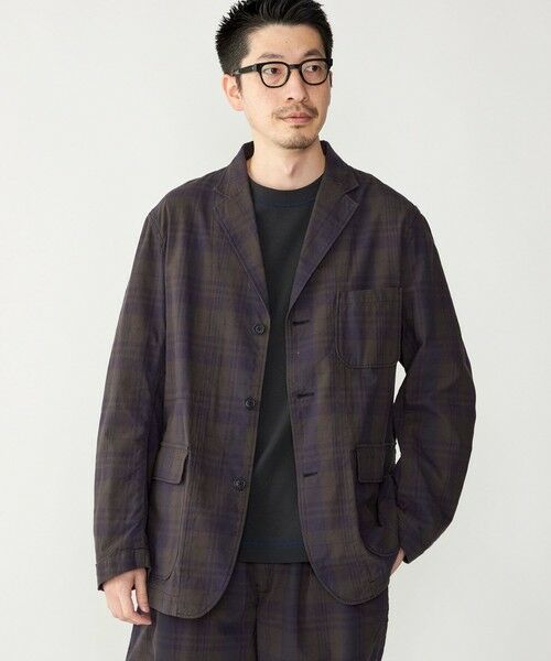 SHIPS / シップス テーラードジャケット | SHIPS: 〈セットアップ対応〉ダークトーン チェック コットン シャツ ジャケット(ネイビー)