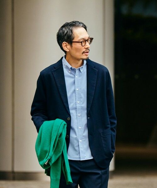 SHIPS / シップス テーラードジャケット | SHIPS: ジャージー リップル カノコ 2Bジャケット(ネイビー)