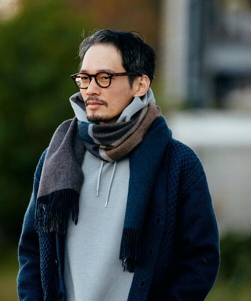 SHIPS / シップス マフラー・ショール・スヌード・ストール | SHIPS: パネル カシミヤ ダブルフェイス マフラー | 詳細12