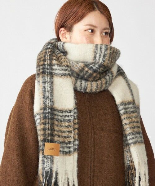 SHIPS / シップス マフラー・ショール・スヌード・ストール | 【WEB限定】SHIPS: ブークレ ボリューム マフラー (チェック) | 詳細4