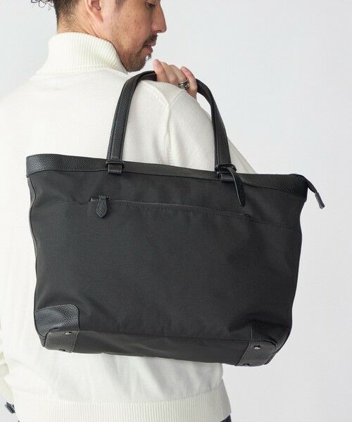 SHIPS / シップス トートバッグ | SHIPS: シュリンクレザー × ファブリック コンビ トートバッグ | 詳細1