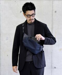 SHIPS / シップス メッセンジャーバッグ・ウエストポーチ | SHIPS: シュリンクレザー × ファブリック コンビ ウエスト バッグ (ボディバッグ)