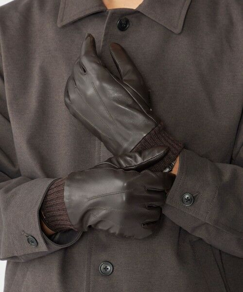 SHIPS / シップス 手袋 | SHIPS:〈タッチパネル対応〉レザー リブ グローブ | 詳細1