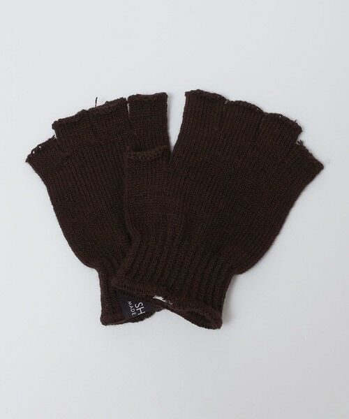 SHIPS / シップス 手袋 | SHIPS: フィンガーレス ニット グローブ（ダークブラウン）