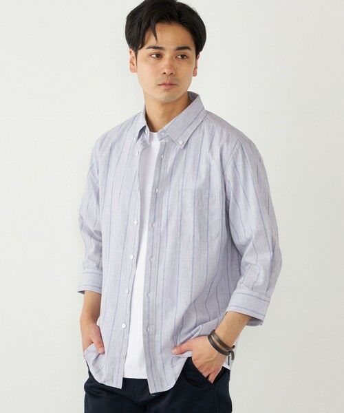 SHIPS / シップス シャツ・ブラウス | SHIPS Colors:コットン リネン ストライプ 7分袖 シャツ | 詳細4