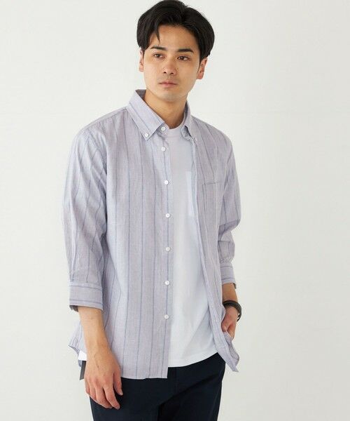 SHIPS / シップス シャツ・ブラウス | SHIPS Colors:コットン リネン ストライプ 7分袖 シャツ | 詳細5