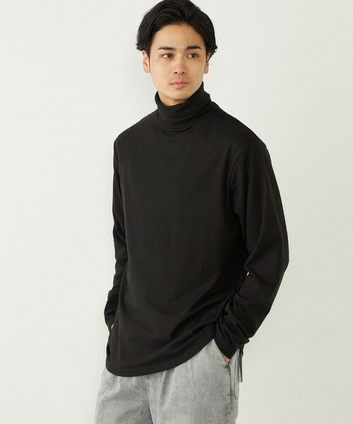 SHIPS / シップス Tシャツ | SHIPS Colors:〈洗濯機可能〉スムース ジャージ タートルネック カットソー(ブラック)