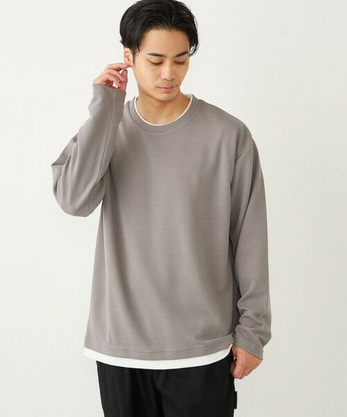 SHIPS / シップス Tシャツ | SHIPS Colors:フクレジャカード フェイクレイヤード トップス(グレー)