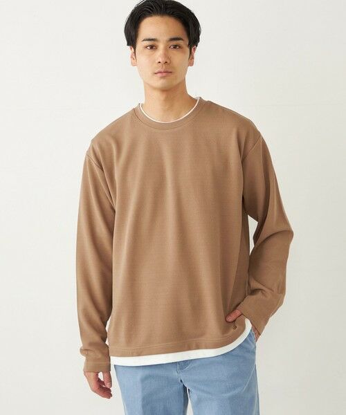 SHIPS / シップス Tシャツ | SHIPS Colors:フクレジャカード フェイクレイヤード トップス(ベージュ)