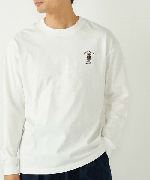 SHIPS / シップス Tシャツ | SHIPS Colors:TeddyBear(R) ワンポイント 刺繍 ロンT◇(オフホワイト)