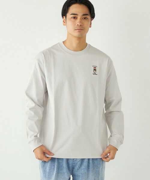 SHIPS / シップス Tシャツ | 《一部追加・新色予約》SHIPS Colors:TeddyBear(R) 1ポイント 刺繍 ロンT◆（ライトグレー）