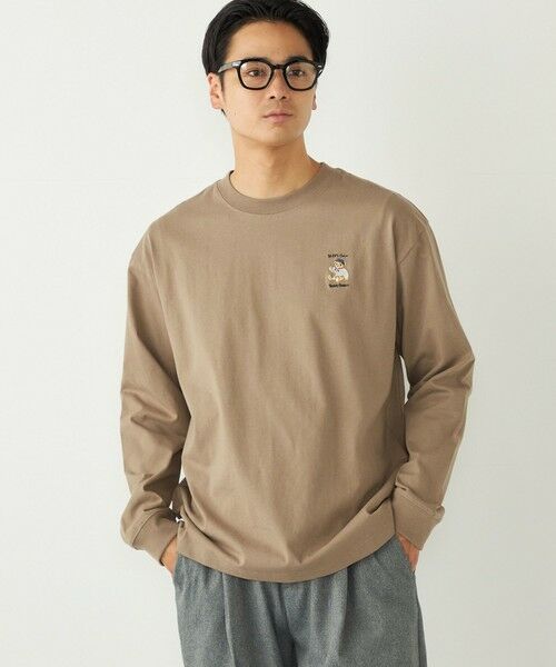 SHIPS / シップス Tシャツ | SHIPS Colors:TeddyBear(R) ワンポイント 刺繍 ロンT◇(ブラウン)