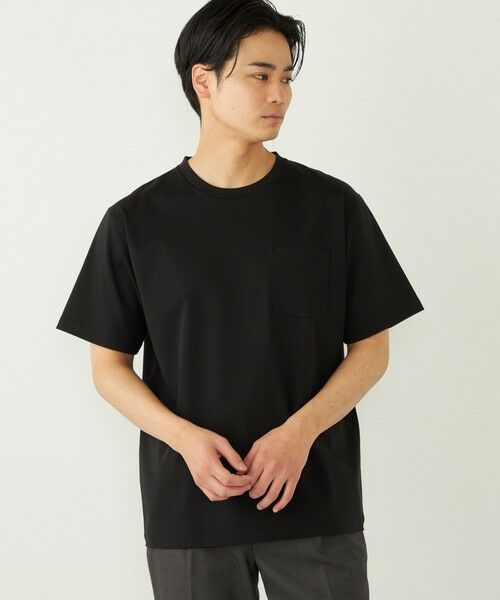 SHIPS / シップス Tシャツ | SHIPS Colors:〈接触冷感〉シルケット コットン クルーネック TEE◇(ブラック)