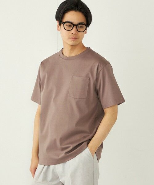 SHIPS / シップス Tシャツ | SHIPS Colors:〈接触冷感〉シルケット コットン クルーネック TEE◇(ブラウン)