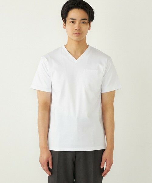 SHIPS / シップス Tシャツ | SHIPS Colors:〈接触冷感〉シルケット コットン Vネック TEE◇ | 詳細3