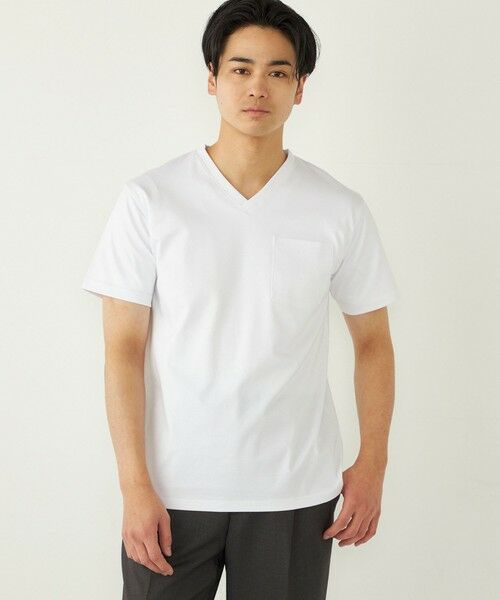 SHIPS / シップス Tシャツ | SHIPS Colors:〈接触冷感〉シルケット コットン Vネック TEE◇ | 詳細8