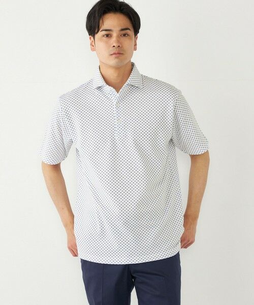 SHIPS / シップス Tシャツ | SHIPS Colors:〈吸水速乾〉カノコ プリント ワイドカラー ポロシャツ(ネイビー)