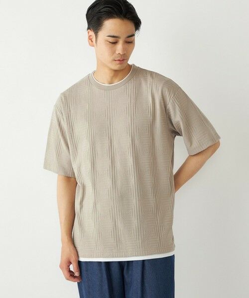 SHIPS / シップス Tシャツ | SHIPS Colors:フェイクレイヤード リンクス Tシャツ(ベージュ)