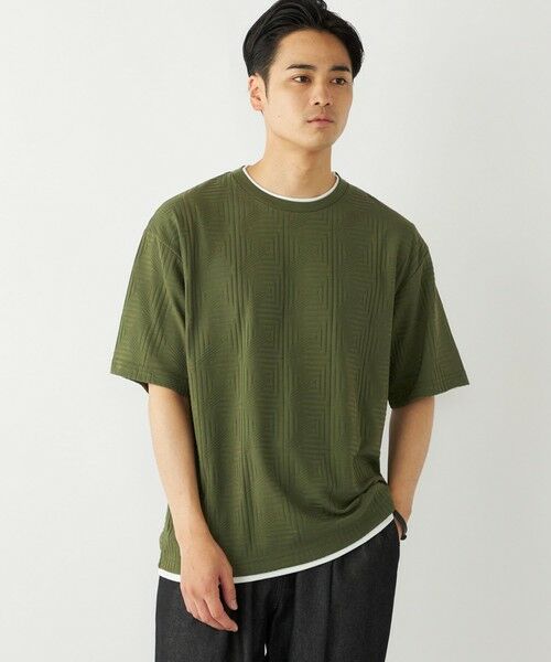 SHIPS / シップス Tシャツ | SHIPS Colors:フェイクレイヤード リンクス Tシャツ(グリーン)