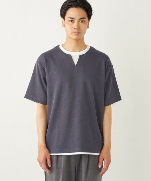 SHIPS / シップス カットソー | SHIPS Colors:〈手洗い可能〉フェイクレイヤード キーネック ショートスリーブ | 詳細3