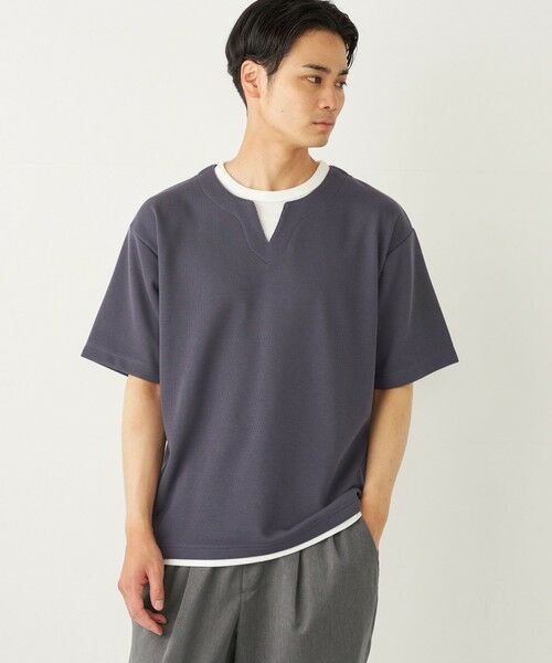 SHIPS / シップス カットソー | SHIPS Colors:〈手洗い可能〉フェイクレイヤード キーネック ショートスリーブ | 詳細8
