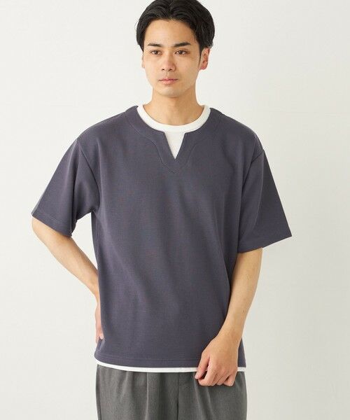 SHIPS / シップス カットソー | SHIPS Colors:〈手洗い可能〉フェイクレイヤード キーネック ショートスリーブ | 詳細9