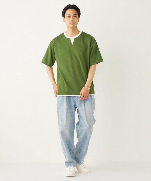 SHIPS / シップス カットソー | SHIPS Colors:〈手洗い可能〉フェイクレイヤード キーネック ショートスリーブ | 詳細21