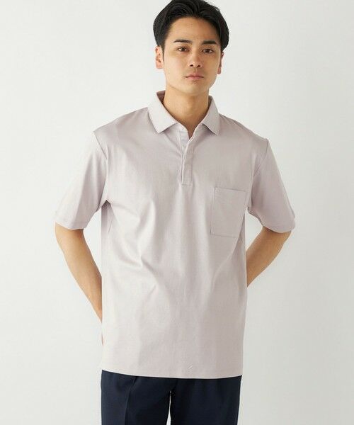 SHIPS / シップス Tシャツ | SHIPS Colors:〈接触冷感・抗菌防臭〉シルケット スムース ポロシャツ(ライトグレー)