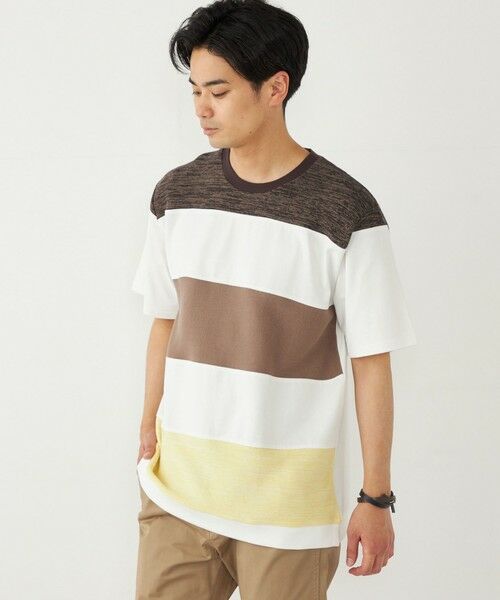 SHIPS / シップス Tシャツ | SHIPS Colors:〈洗濯機可能〉ニット 切替 ボーダー Tシャツ | 詳細12