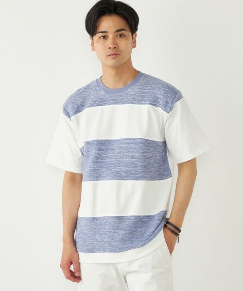 SHIPS / シップス Tシャツ | SHIPS Colors:〈洗濯機可能〉ニット 切替 ボーダー Tシャツ | 詳細19