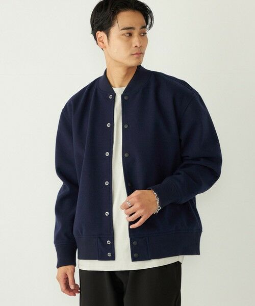 SHIPS / シップス その他アウター | SHIPS Colors:ウール ミックス スタジアム ブルゾン(ネイビー)