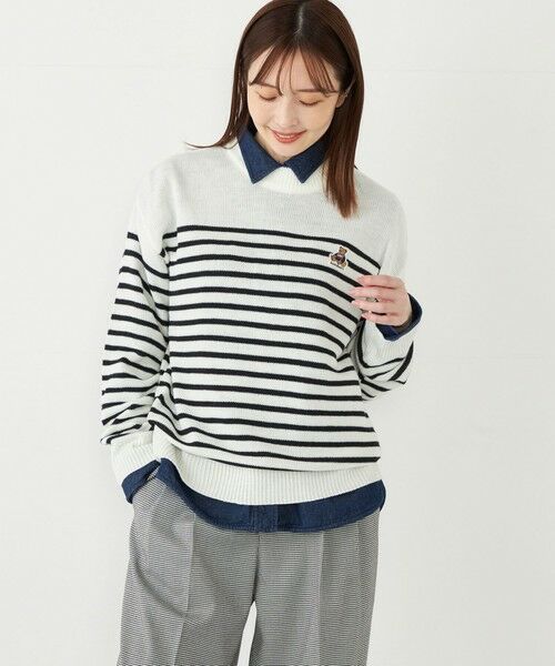 SHIPS / シップス ニット・セーター | SHIPS Colors:〈洗濯機可能〉TeddyBear(R) ワンポイント ニット(オフホワイト)