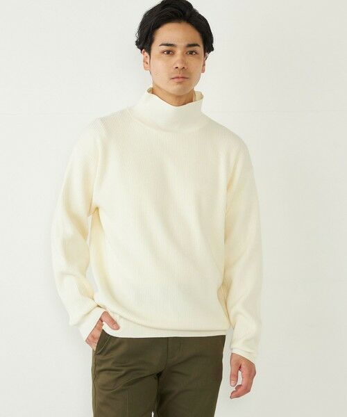 SHIPS / シップス ニット・セーター | SHIPS Colors:〈洗濯機可能〉畔編み ハイネック ニット(オフホワイト)