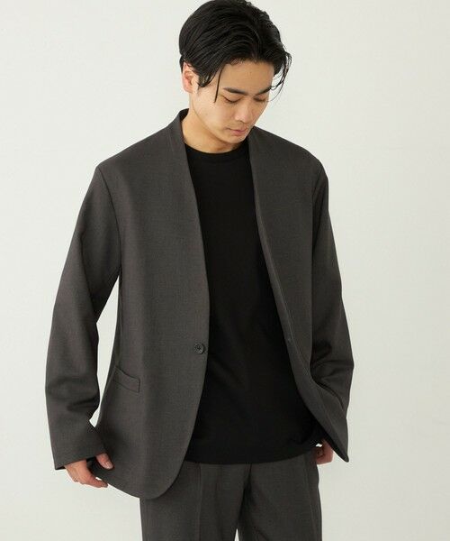 SHIPS / シップス ノーカラージャケット | 《一部追加予約》SHIPS Colors:〈手洗い可能〉ノーカラー ジャケット(セットアップ可能)◆(グレー)